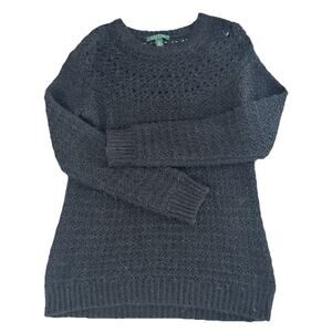 Vintage Lauren Ralph Lauren LRL Alpaca Blend Black Chunky Knit Sweater XL